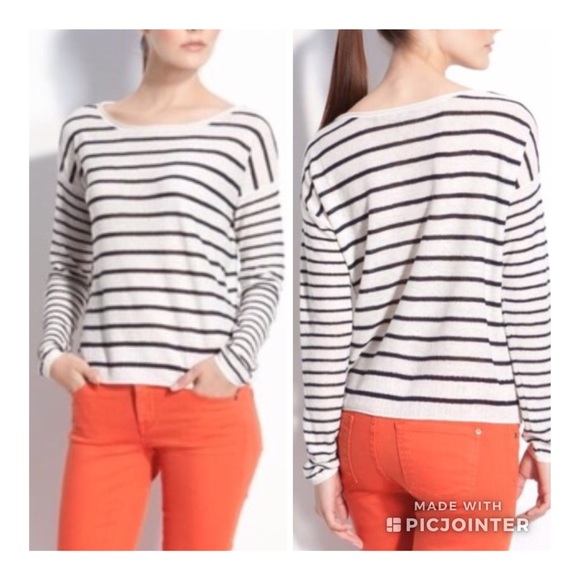 Vince Sweaters - VINCE Mixed Stripe Boatneck Linen Sweater M